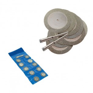 Juefo de 10 discos diamantados 20,4 mm. con 2 mandriles