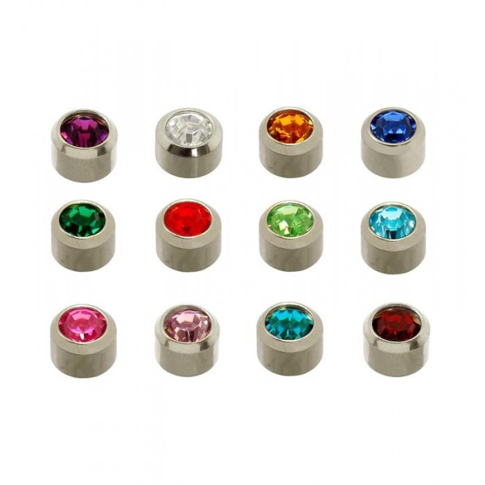 BOTTON STUD WITH SILVER MINI ASSORTED STONE