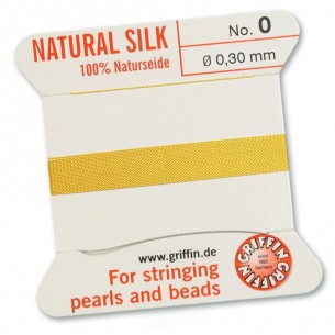 Hilo de seda rosa pálido 2 m. Griffin con aguja