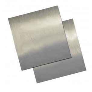 Plaque en laiton satiné/argenté 305x305x0,6 mm.