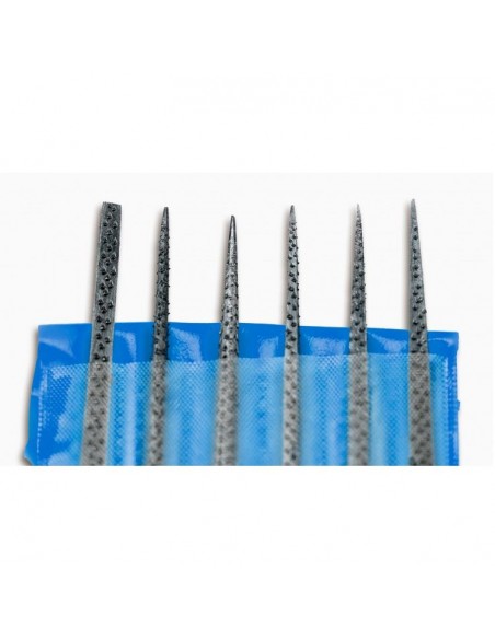 Jeu de 6 râpes à cire 140 mm. formes assorties