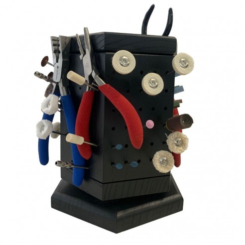 MPF black wooden Magnetic Rotating Utensil Holder