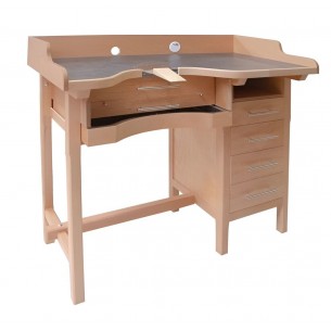 Premium one-station jeweler's table in solid wood