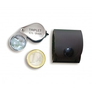Lupa diamantista 10x triplet cromada con funda