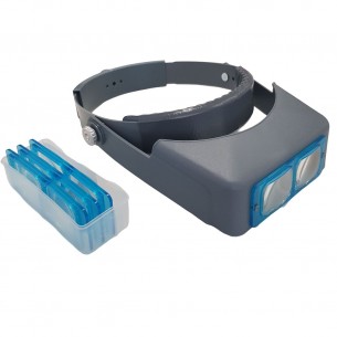 Lupa binocular de visera ajustable con 4 lentes