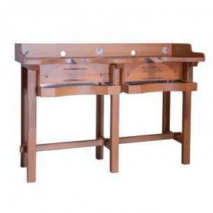 Premium two-station jeweler's table in solid wood