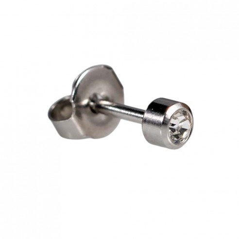 Botton stud w/white stone silvered 12 pairs